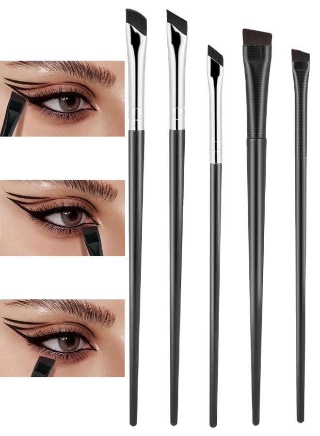 5 Pack Slanted Eyebrow Brush Eyeliner Brushes Angled Makeup Brush Fine Angled Eyebrow Concealer Brushes Ultra Thin Slanted Flat Angle Eye Makeup Brushes For Precision Makeup Application - Image 1